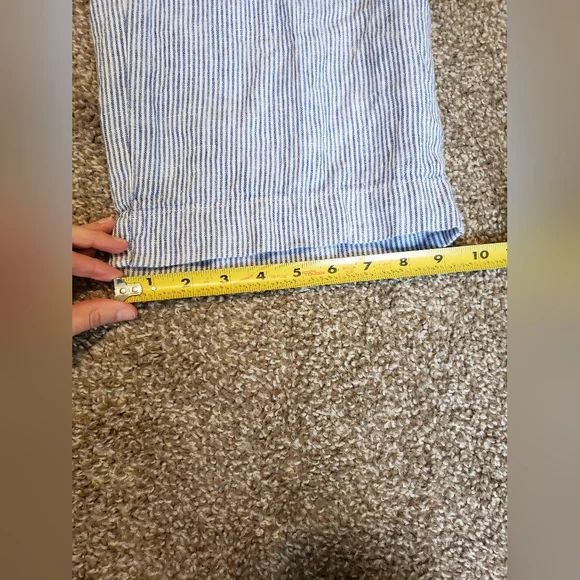 Talbots 100% Linen Pants Size 16W Blue and White Stripe - Picture 8 of 10
